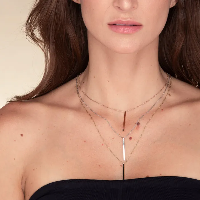 Camile Stone Necklaces Thin Bar Drop Necklace