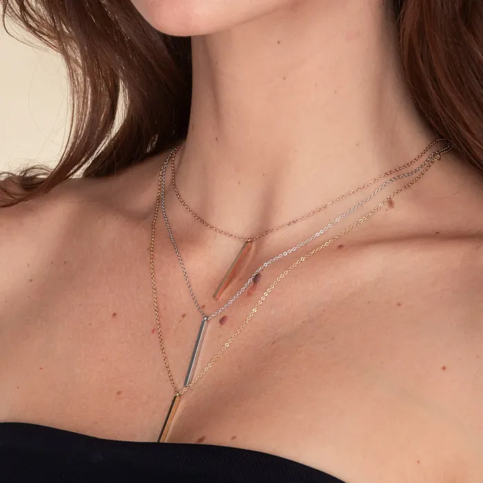 Camile Stone Necklaces Thin Bar Drop Necklace