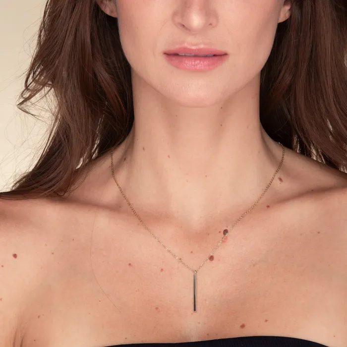 Camile Stone Necklaces Thin Bar Drop Necklace