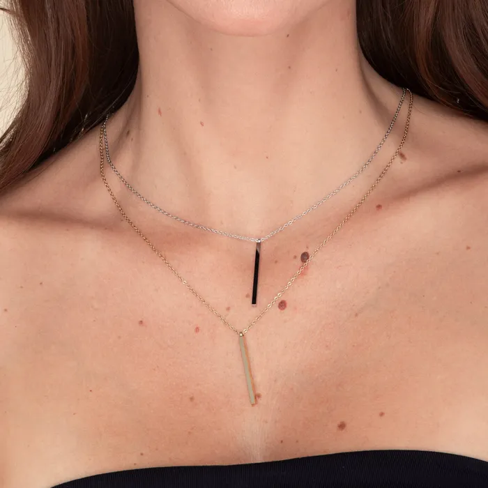 Camile Stone Necklaces Thin Bar Drop Necklace