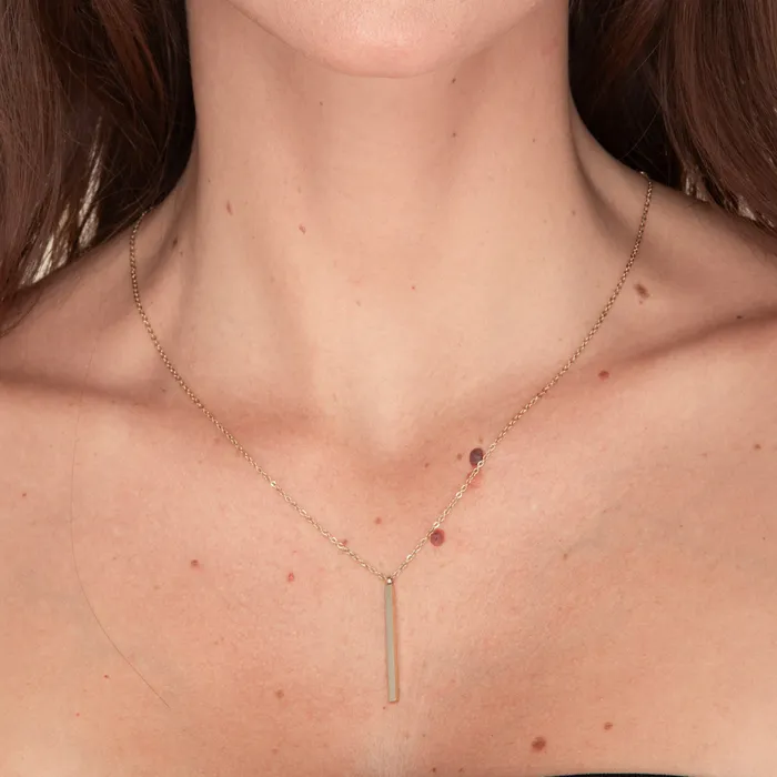 Camile Stone Necklaces Thin Bar Drop Necklace