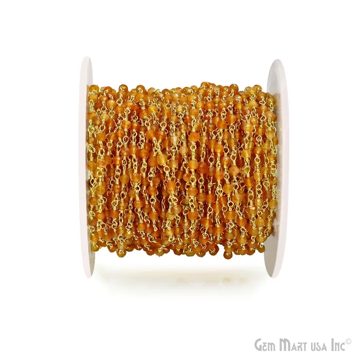 Carnelian Faceted Bead 253mm Gold Wire Wrapped Gemstone Beads Rosary Chain GemMartUSA PreStyled Sets Carnelian Faceted Bead 253mm Gold Wire Wrapped Gemstone Beads Rosary Chain GemMartUSA PreStyled Sets