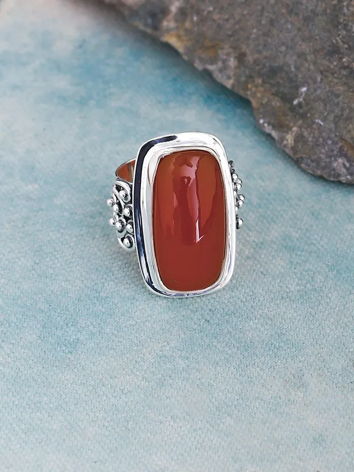 Carnelian Solid 925 Sterling Silver Ring Jewelry YoTreasure Rings