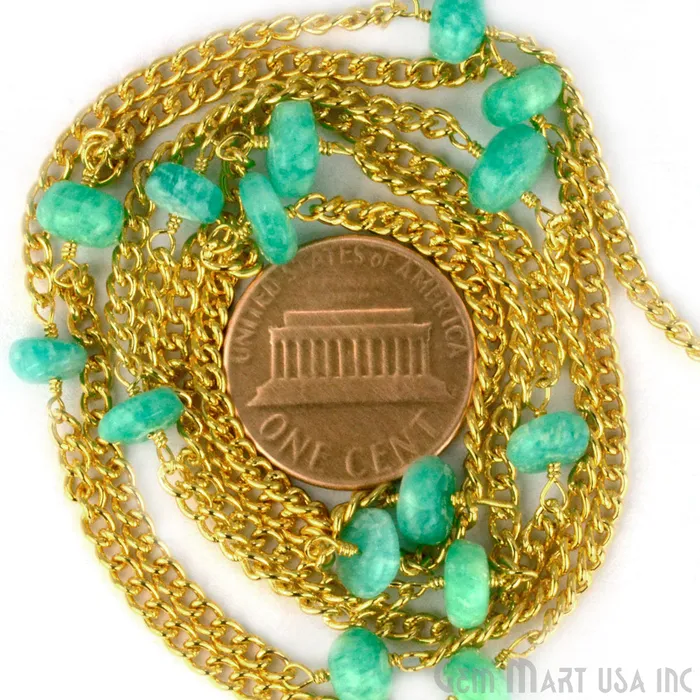 Chrysoprase 36mm Gold Plated Wire Wrapped Beads Rosary Chain GemmartUSA PreStyled Sets Chrysoprase 36mm Gold Plated Wire Wrapped Beads Rosary Chain GemmartUSA PreStyled Sets