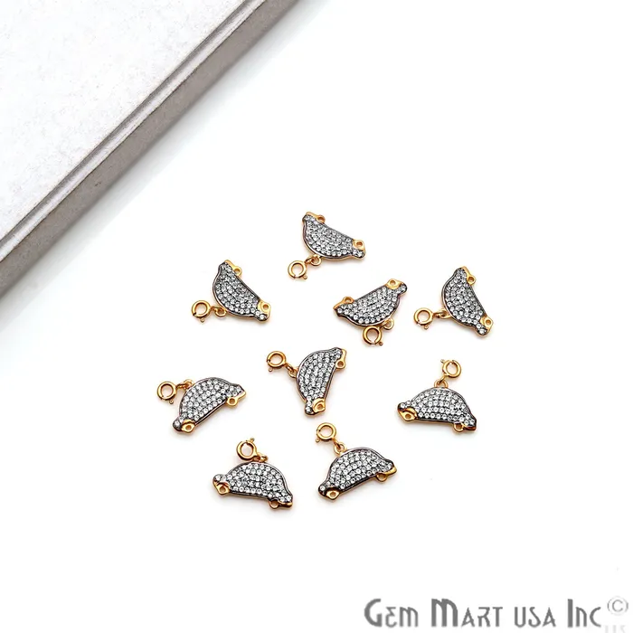 Cubic Zircon Car 20x11mm Charms Finding Gold Plated Charm Connector GemMartUSA Charm Necklaces