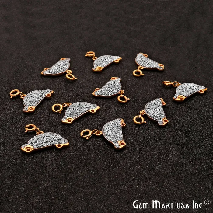 Cubic Zircon Car 20x11mm Charms Finding Gold Plated Charm Connector GemMartUSA Charm Necklaces