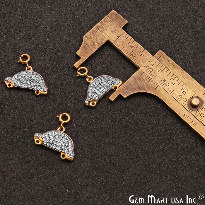 Cubic Zircon Car 20x11mm Charms Finding Gold Plated Charm Connector GemMartUSA Charm Necklaces