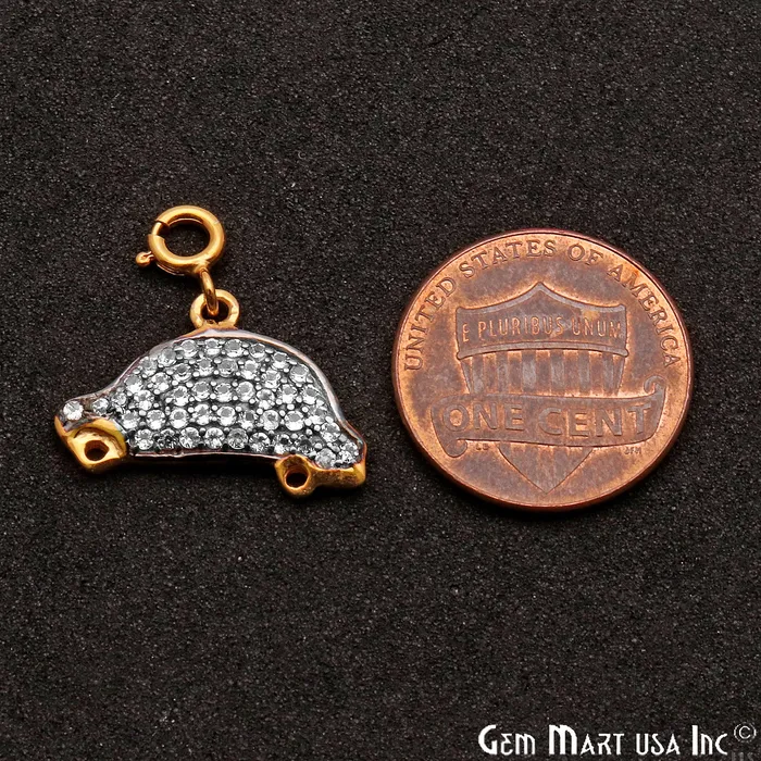 Cubic Zircon Car 20x11mm Charms Finding Gold Plated Charm Connector GemMartUSA Charm Necklaces