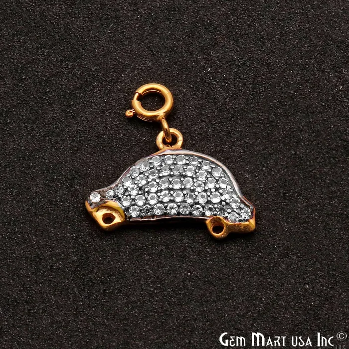 Cubic Zircon Car 20x11mm Charms Finding Gold Plated Charm Connector GemMartUSA Charm Necklaces