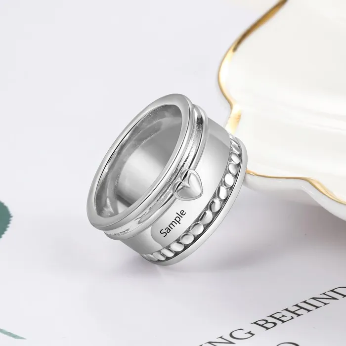 customjewelryan Necklaces Personalized Copper Wide Love Heart Promise Rings for Women Custom Names Anniversary Fashion Jewelry Accessories