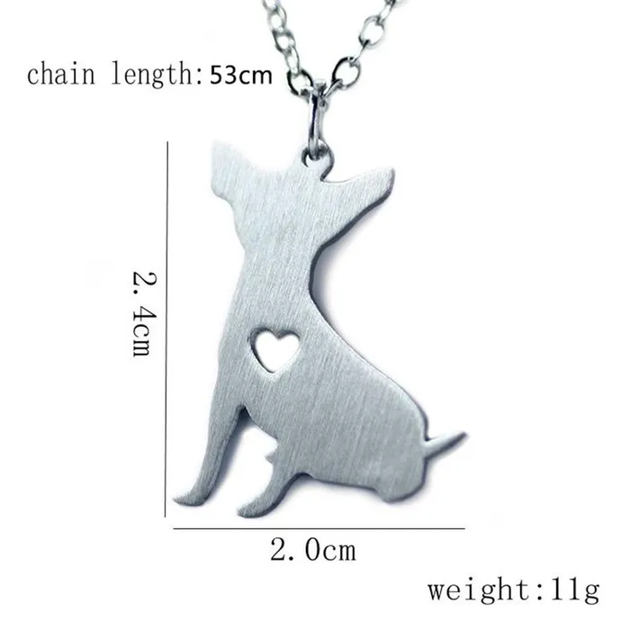 customjewelryan Necklaces Personalized Stainless Steel Chihuahua Puppy Pendant Necklace Engrave Name Gift for Pet Lover