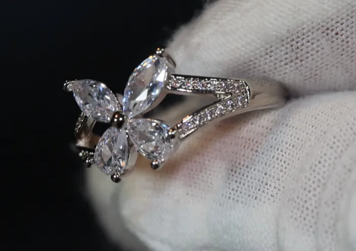 Diamond Butterfly Ring Butterfly Ring Womens Diamond Ring Womens Butterfly Ring Womens Flower Ring Baguette Ring Charm Ring Lab Diamonds London Rings