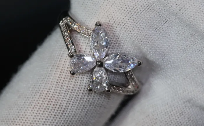 Diamond Butterfly Ring Butterfly Ring Womens Diamond Ring Womens Butterfly Ring Womens Flower Ring Baguette Ring Charm Ring Lab Diamonds London Rings