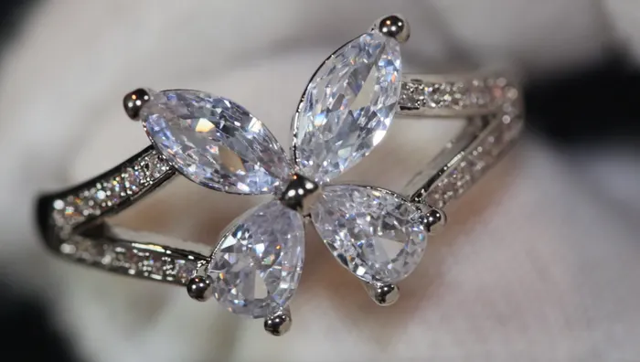 Diamond Butterfly Ring Butterfly Ring Womens Diamond Ring Womens Butterfly Ring Womens Flower Ring Baguette Ring Charm Ring Lab Diamonds London Rings