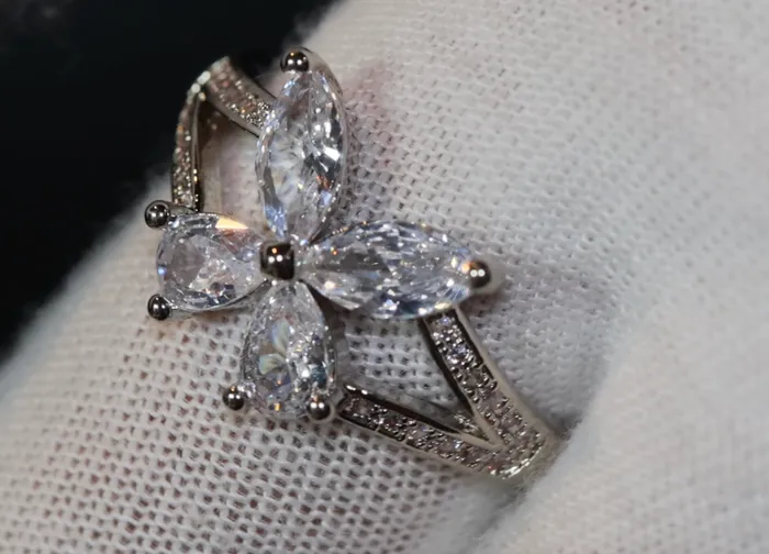 Diamond Butterfly Ring Butterfly Ring Womens Diamond Ring Womens Butterfly Ring Womens Flower Ring Baguette Ring Charm Ring Lab Diamonds London Rings