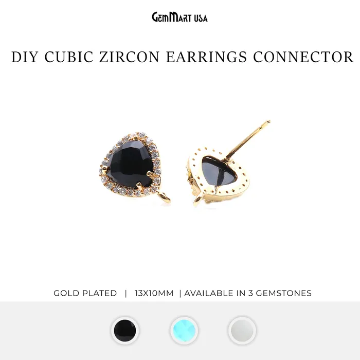 DIY Trillion Cubic Zircon 7mm Gold Plated Loop Connector Stud Earrings GemmartUSA Earrings DIY Trillion Cubic Zircon 7mm Gold Plated Loop Connector Stud Earrings GemmartUSA Earrings