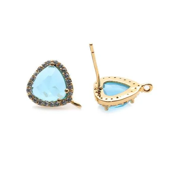 DIY Trillion Cubic Zircon 7mm Gold Plated Loop Connector Stud Earrings GemmartUSA Earrings DIY Trillion Cubic Zircon 7mm Gold Plated Loop Connector Stud Earrings GemmartUSA Earrings