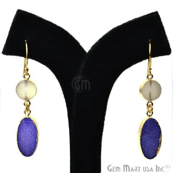 Double Druzy 52x10mm Gold Plated Dangle Hook Earrings Pick your Gemstone 901381 GemMartUSA Earrings Double Druzy 52x10mm Gold Plated Dangle Hook Earrings Pick your Gemstone 901381 GemMartUSA Earrings