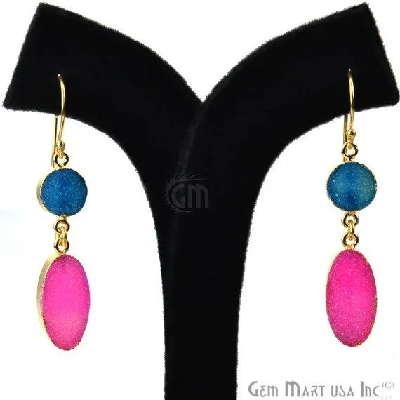 Double Druzy 52x10mm Gold Plated Dangle Hook Earrings Pick your Gemstone 901381 GemMartUSA Earrings Double Druzy 52x10mm Gold Plated Dangle Hook Earrings Pick your Gemstone 901381 GemMartUSA Earrings