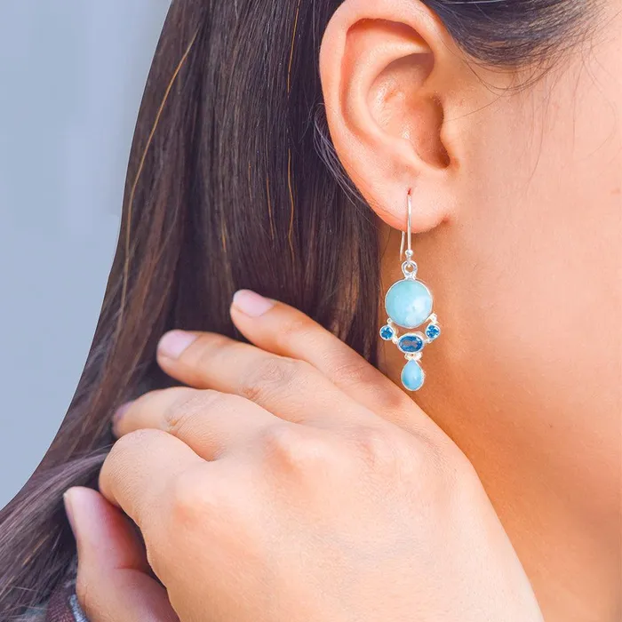 Earrings 177 Larimar London Blue Topaz Solid 925 Sterling Silver Dangle Earrings Jewelry YoTreasure