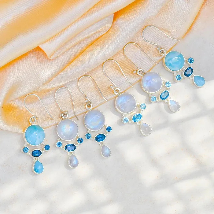 Earrings 177 Larimar London Blue Topaz Solid 925 Sterling Silver Dangle Earrings Jewelry YoTreasure
