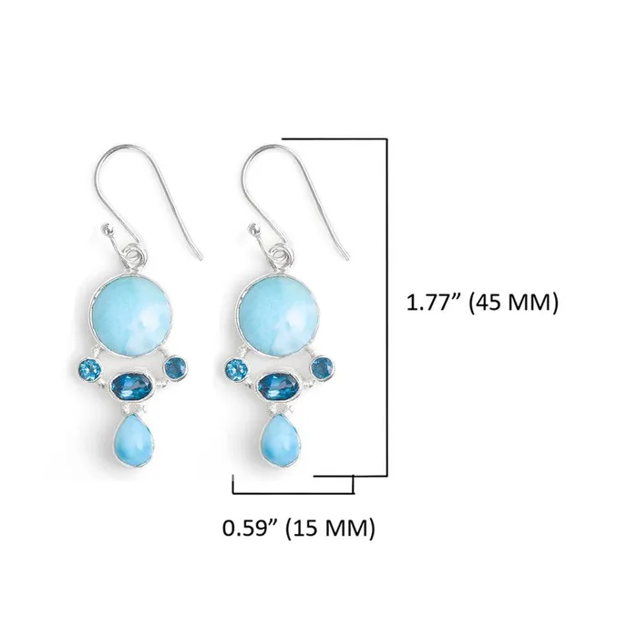 Earrings 177 Larimar London Blue Topaz Solid 925 Sterling Silver Dangle Earrings Jewelry YoTreasure