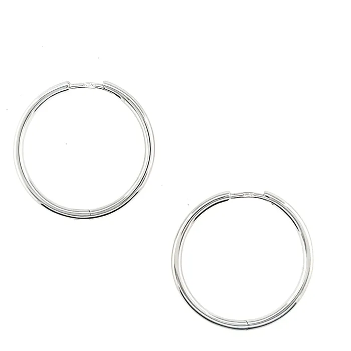 Earrings 14k White Gold Tubular Hinged Hoop Earrings I7998 Breuning