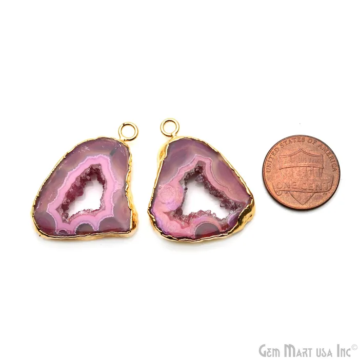 Earrings Agate Slice 33x25mm Organic Gold Electroplated Gemstone Earring Connector 1 Pair GemMartUSA Earrings Agate Slice 33x25mm Organic Gold Electroplated Gemstone Earring Connector 1 Pair GemMartUSA