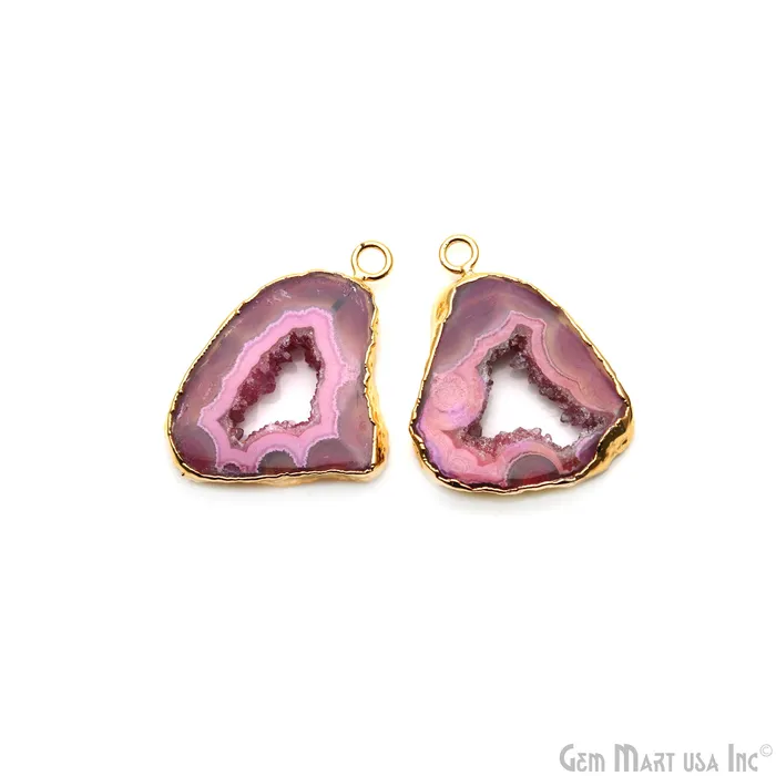 Earrings Agate Slice 33x25mm Organic Gold Electroplated Gemstone Earring Connector 1 Pair GemMartUSA Earrings Agate Slice 33x25mm Organic Gold Electroplated Gemstone Earring Connector 1 Pair GemMartUSA