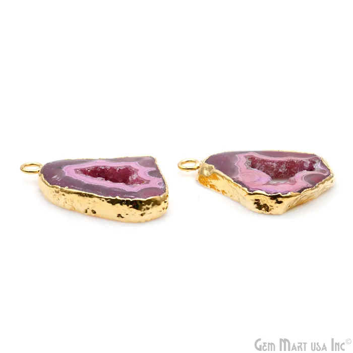 Earrings Agate Slice 33x25mm Organic Gold Electroplated Gemstone Earring Connector 1 Pair GemMartUSA Earrings Agate Slice 33x25mm Organic Gold Electroplated Gemstone Earring Connector 1 Pair GemMartUSA