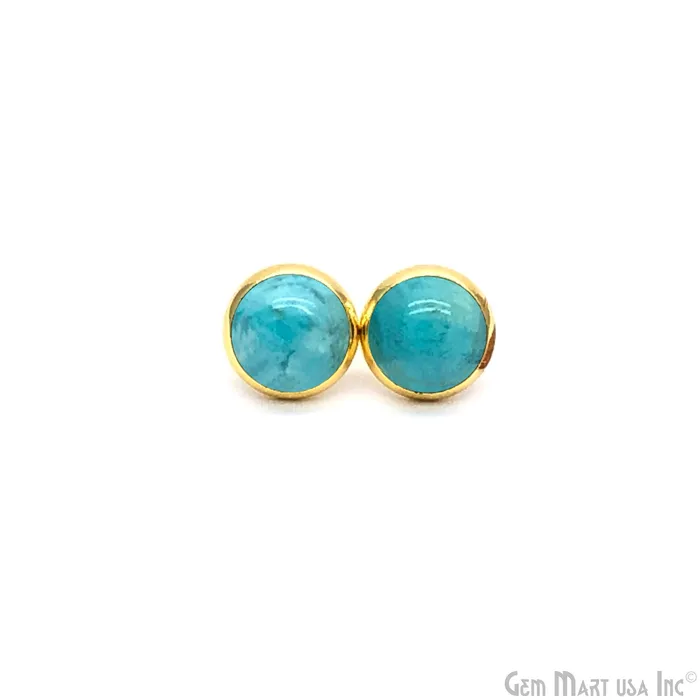 Earrings Amazonite Round 12mm Gold Plated Stud Earrings GemMartUSA