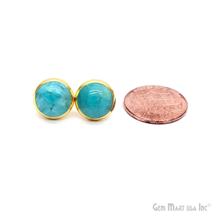 Earrings Amazonite Round 12mm Gold Plated Stud Earrings GemMartUSA Earrings Amazonite Round 12mm Gold Plated Stud Earrings GemMartUSA