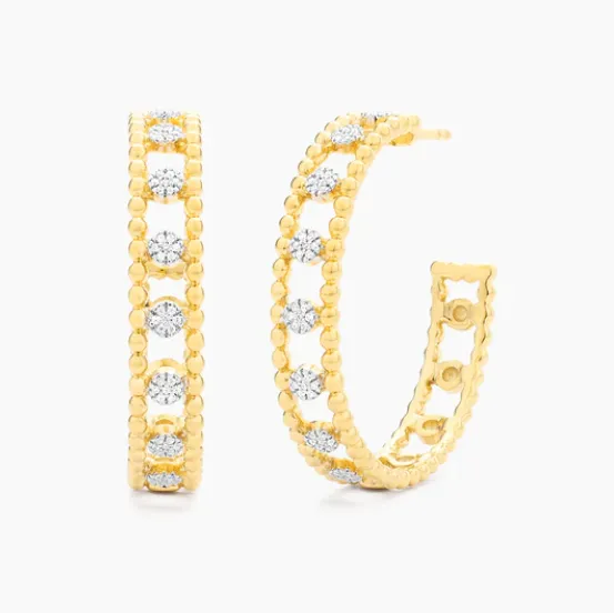 Earrings Ella Stein Ella Stein Gold Pave Diamond Pod Hoop Earrings SI3509