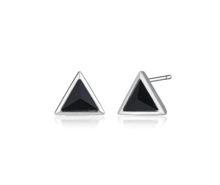 Earrings ELLE ELLE Black Onyx Triangle Stud Earrings SI2697