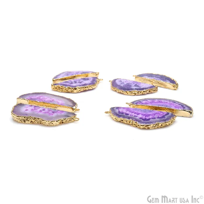 Earrings GemMartUSA Agate Slice 20x47mm Organic Gold Electroplated Gemstone Earring Connector 1 Pair Earrings GemMartUSA Agate Slice 20x47mm Organic Gold Electroplated Gemstone Earring Connector 1 Pair