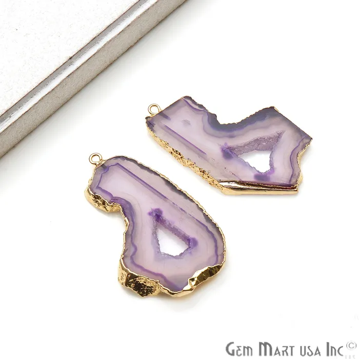 Earrings GemMartUSA Agate Slice 26x47mm Organic Gold Electroplated Gemstone Earring Connector 1 Pair Earrings GemMartUSA Agate Slice 26x47mm Organic Gold Electroplated Gemstone Earring Connector 1 Pair