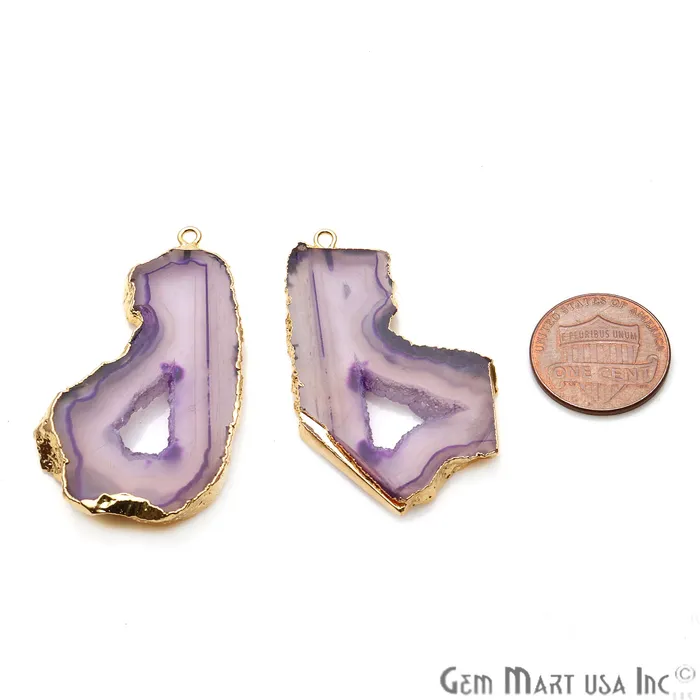 Earrings GemMartUSA Agate Slice 26x47mm Organic Gold Electroplated Gemstone Earring Connector 1 Pair Earrings GemMartUSA Agate Slice 26x47mm Organic Gold Electroplated Gemstone Earring Connector 1 Pair