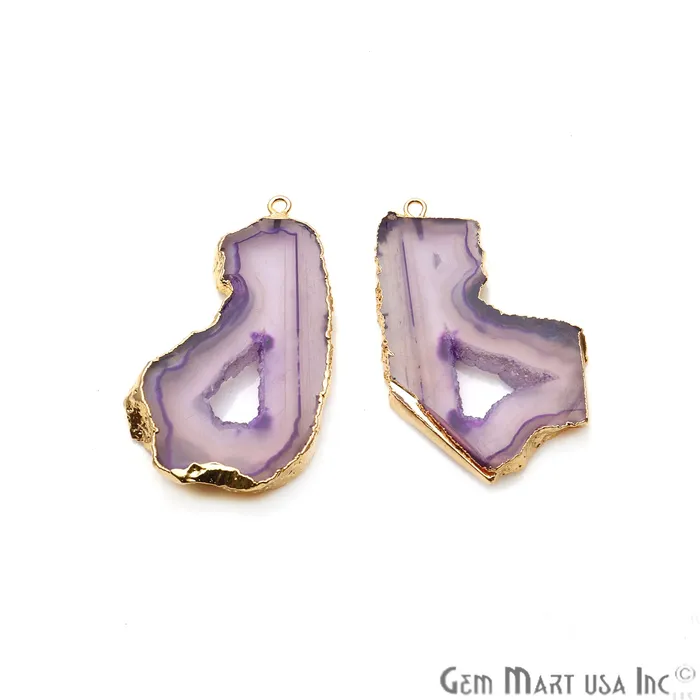 Earrings GemMartUSA Agate Slice 26x47mm Organic Gold Electroplated Gemstone Earring Connector 1 Pair Earrings GemMartUSA Agate Slice 26x47mm Organic Gold Electroplated Gemstone Earring Connector 1 Pair