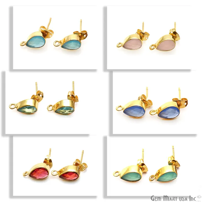 Earrings GemmartUSA DIY Pear 13x7mm Gold Bail Gemstone stud Earring Pick Your Gemstone Earrings GemmartUSA DIY Pear 13x7mm Gold Bail Gemstone stud Earring Pick Your Gemstone