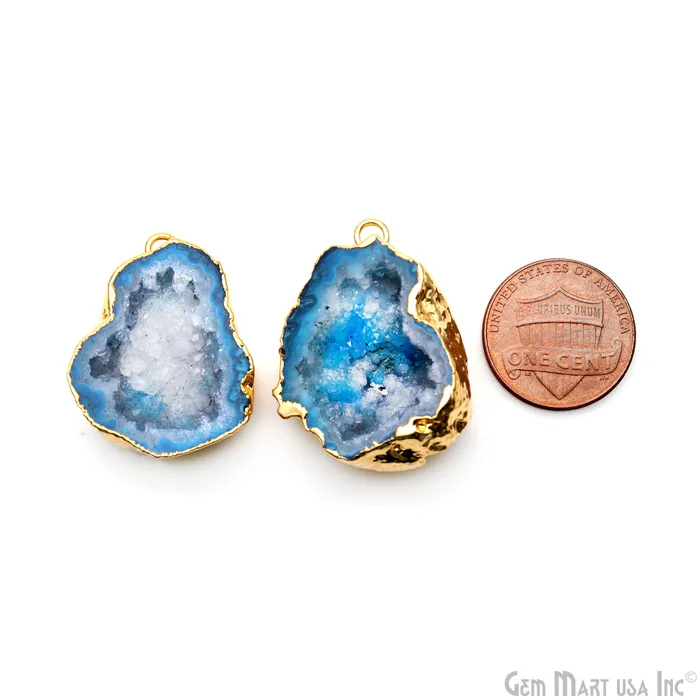 Earrings GemMartUSA Geode Druzy 29x22mm Organic Gold Electroplated Single Bail Gemstone Earring Connector 1 Pair Earrings GemMartUSA Geode Druzy 29x22mm Organic Gold Electroplated Single Bail Gemstone Earring Connector 1 Pair