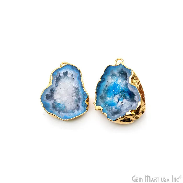 Earrings GemMartUSA Geode Druzy 29x22mm Organic Gold Electroplated Single Bail Gemstone Earring Connector 1 Pair Earrings GemMartUSA Geode Druzy 29x22mm Organic Gold Electroplated Single Bail Gemstone Earring Connector 1 Pair