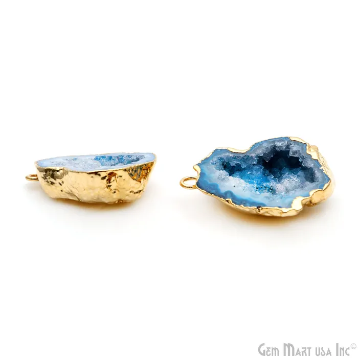 Earrings GemMartUSA Geode Druzy 29x22mm Organic Gold Electroplated Single Bail Gemstone Earring Connector 1 Pair Earrings GemMartUSA Geode Druzy 29x22mm Organic Gold Electroplated Single Bail Gemstone Earring Connector 1 Pair