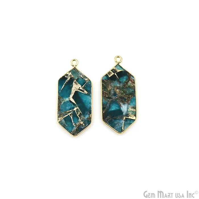 Earrings GemMartUSA Sky Blue Mohave 32x13mm Gold Plated Single Bail Earring Connector 1 Pair Earrings GemMartUSA Sky Blue Mohave 32x13mm Gold Plated Single Bail Earring Connector 1 Pair