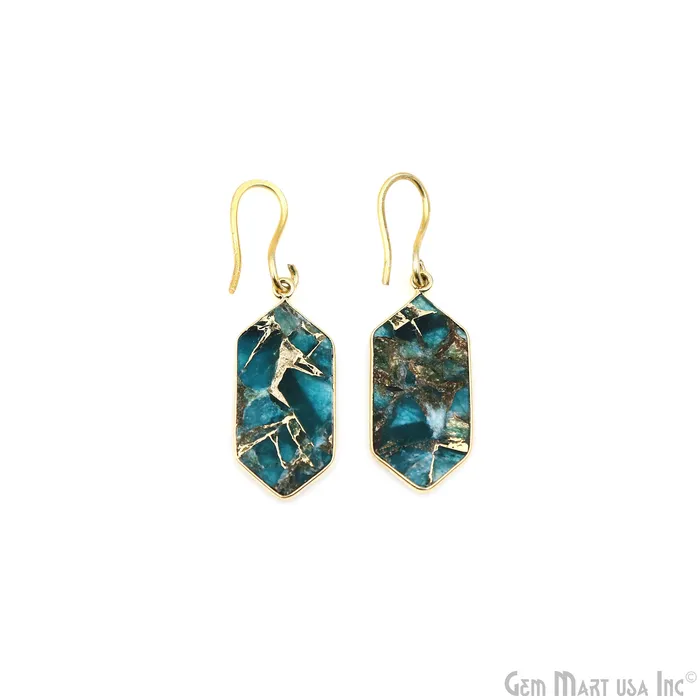 Earrings GemMartUSA Sky Blue Mohave 32x13mm Gold Plated Single Bail Earring Connector 1 Pair Earrings GemMartUSA Sky Blue Mohave 32x13mm Gold Plated Single Bail Earring Connector 1 Pair