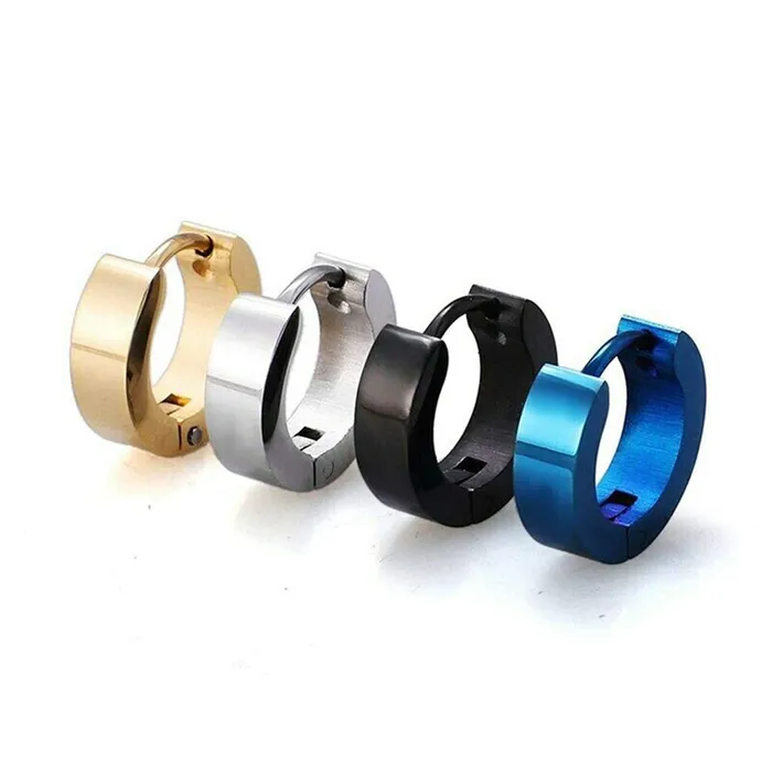 Earrings SWEET T 52 Cool Men and Womens Unisex Stainless Steel Stud Earrings In Blue Black Gold Silver 1 Pair Earrings Earrings SWEET T 52 Cool Men and Womens Unisex Stainless Steel Stud Earrings In Blue Black Gold Silver 1 Pair Earrings
