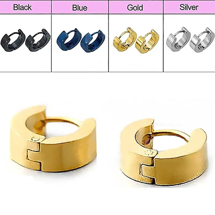 Earrings SWEET T 52 Cool Men and Womens Unisex Stainless Steel Stud Earrings In Blue Black Gold Silver 1 Pair Earrings