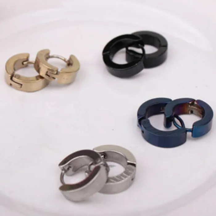Earrings SWEET T 52 Cool Men and Womens Unisex Stainless Steel Stud Earrings In Blue Black Gold Silver 1 Pair Earrings