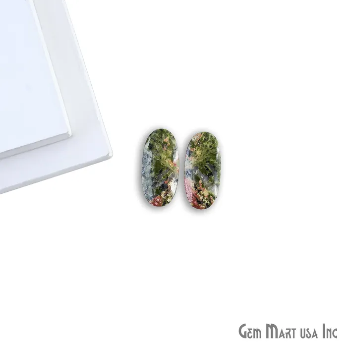 Earrings Unakite Oval Shape 33x13mm Loose Gemstone For Earring Pair GemMartUSA