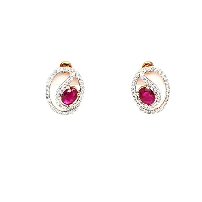 Earrings WE CLEARANCE 18k Rose Gold Ruby Diamond Twist Stud Earrings I5971