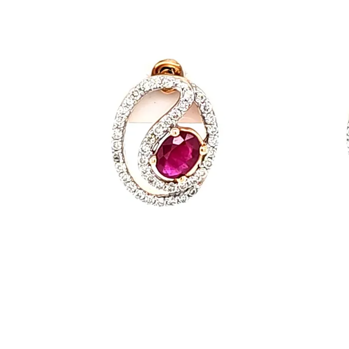 Earrings WE CLEARANCE 18k Rose Gold Ruby Diamond Twist Stud Earrings I5971